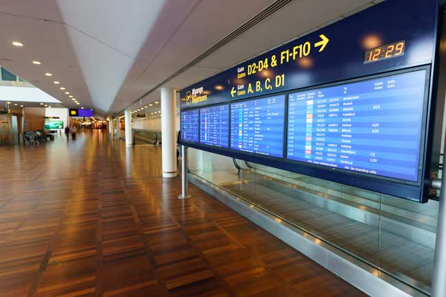 Copenhagen Airport is covered with shiny hardwood floors as part of its finest Nordic design.