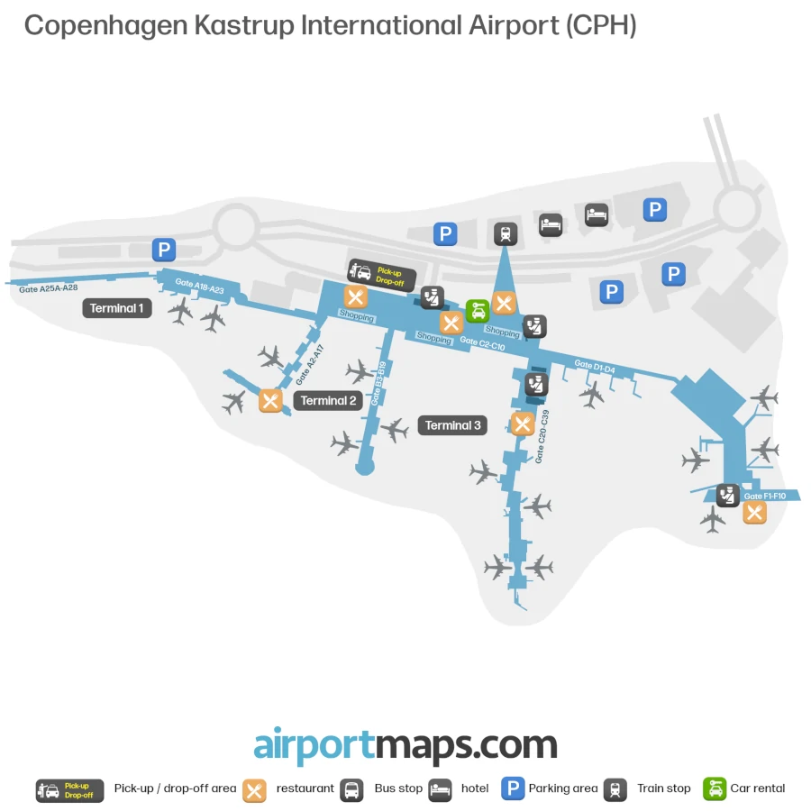 Copenhagen Airport Terminal Map